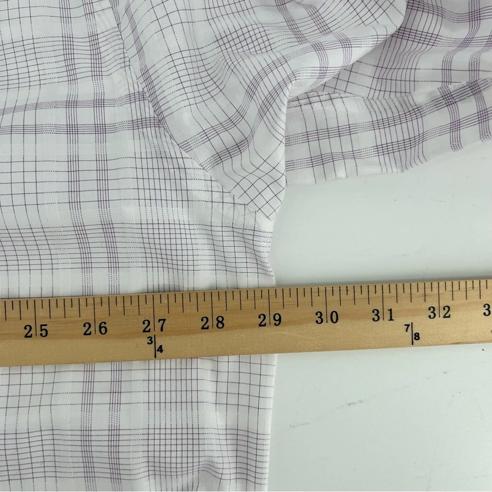 Egara Shirt White Lavender‎ Graph Check Non Iron Long Sleeve Sz 2XL Classic Fit